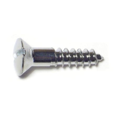 Midwest Fastener Wood Screw, #6, 3/4 in, Chrome Brass Oval Head Slotted Drive, 45 PK 61711